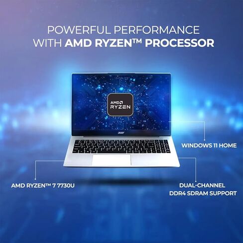 كمبيوتر محمول acer Aspire 3 Premium Slim مع لوحة مفاتيح بإضاءة خلفية - وحدة المعالجة المركزية AMD Ryzen 5 7430U - ذاكرة الوصول العشوائي 8 جيجابايت - SSD 256 جيجابايت - شاشة FHD 15.6 بوصة - شبكة Wi-Fi سريعة 6 - Windows 11 Pro - بدون ماوس in Saudi Arabia