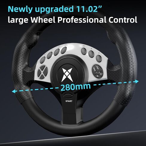 عجلة سباق PC مع دواسات ومحول H - 1080 درجة 28 سم 11 بوصة عجلة قيادة ألعاب حثية مغناطيسية كبيرة لـ Euro Truck Simulator 2، American Truck Sim، Farming Simulator، Windows 7/8/10/11 in Saudi Arabia