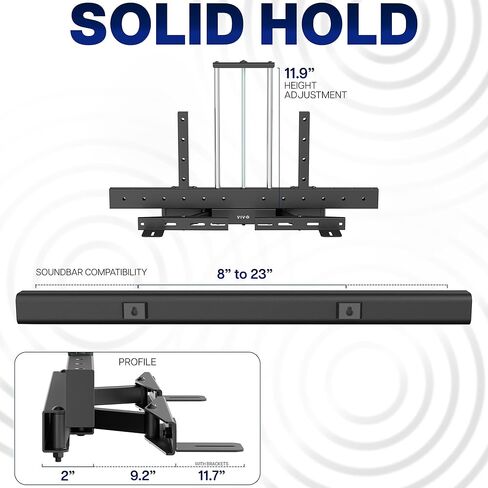 حامل تلفزيون VIVO Universal Soundbar لشاشات من 32 إلى 100 بوصة، تعديل الارتفاع والعمق، نطاق VESA واسع، أسود، Mount-ASM1 in Saudi Arabia