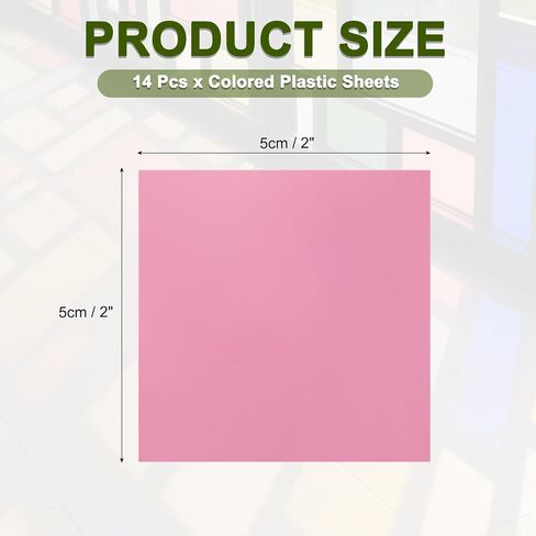 MECCANIXITY 14 Pcs Colored Plastic Sheets, Transparent Amber Film Color Correction Gel Light Filter Waterproof 2 x 2 Sheet for DIY Crafts, LED Lighting, Photo (Pink) in Saudi Arabia