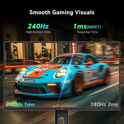 شاشة ألعاب KTC مقاس 27 بوصة 240 هرتز، شاشة كمبيوتر IPS سريعة FHD 1080 بكسل مع مزامنة تكيفية، HDR، ارتفاع محوري قابل للتعديل، حامل Vesa، HDMI/DP/USB، H27F7 in Kuwait