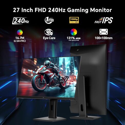 شاشة ألعاب KTC مقاس 27 بوصة 240 هرتز، شاشة كمبيوتر IPS سريعة FHD 1080 بكسل مع مزامنة تكيفية، HDR، ارتفاع محوري قابل للتعديل، حامل Vesa، HDMI/DP/USB، H27F7 in Kuwait