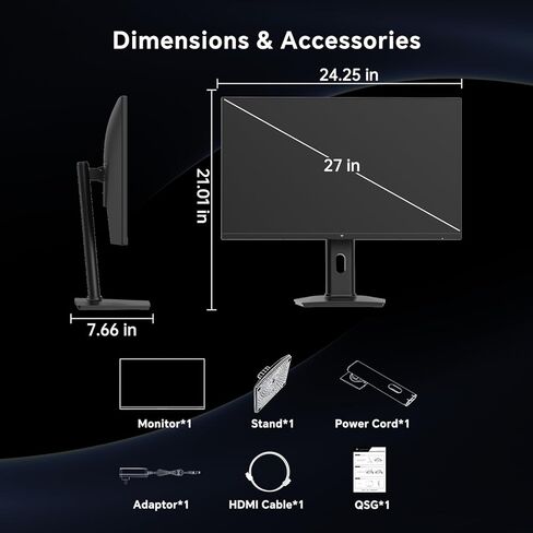 شاشة ألعاب KTC مقاس 27 بوصة 240 هرتز، شاشة كمبيوتر IPS سريعة FHD 1080 بكسل مع مزامنة تكيفية، HDR، ارتفاع محوري قابل للتعديل، حامل Vesa، HDMI/DP/USB، H27F7 in Kuwait