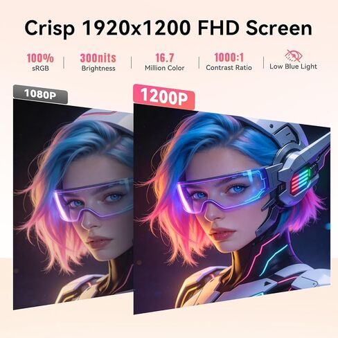 شاشة محمولة 16 بوصة 1200 بيكسل FHD موسع شاشة الكمبيوتر المحمول، شاشات عمودية أفقية مع مكبرات صوت خارجية، 100% sRGB التوصيل والتشغيل ألعاب الكمبيوتر السفر الشاشة الثانية للفوز Mac Phone PS5 Xbox in Saudi Arabia