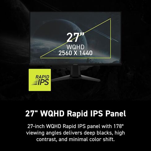 msi MAG 275QF E20 27-inch 2560 x 1440 (WQHD) Gaming Monitor, 200Hz, AMD Adaptive Sync, HDR Ready, HDMI, VGA Port, VESA Mountable, Tilt, 4-Side Slim Bezel, 0.5ms, Black in Saudi Arabia
