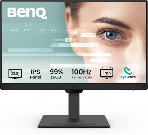 BenQ GW2490T Computer Monitor 24" 100Hz FHD 1920x1080p | IPS | Eye-Care Tech | Low Blue Light | Anti-Glare | Adaptive Brightness | Height and Tilt Adjustable | Built-in Speakers | DisplayPort | HDMI in Saudi Arabia