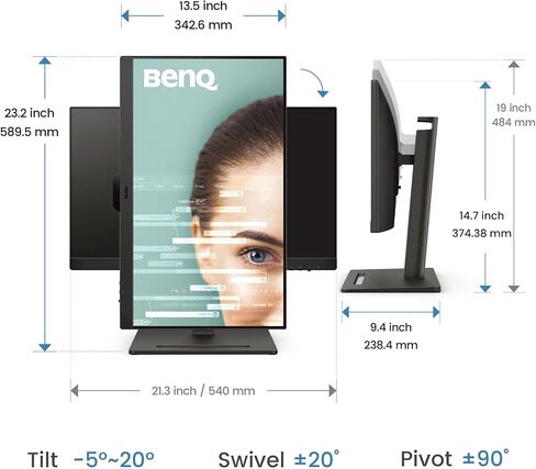 BenQ GW2490T Computer Monitor 24" 100Hz FHD 1920x1080p | IPS | Eye-Care Tech | Low Blue Light | Anti-Glare | Adaptive Brightness | Height and Tilt Adjustable | Built-in Speakers | DisplayPort | HDMI in Saudi Arabia