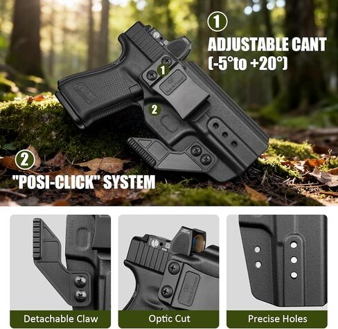 GUN & FLOWER IWB Holster with Claw | Fits for Glock 17 19 19X 34 44 45(Gen 1-6)/ MOS & Ruger RXM & Glock 32 (Gen 3-4) | Optic Cut | Inside Waistband Carry | Right-Hand in Saudi Arabia