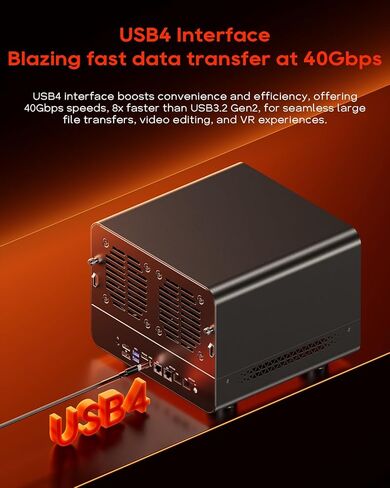 AOOSTAR WTR MAX 6+5 Bays Desktop NAS Barebone، وحدة المعالجة المركزية AMD R7 8845HS، 2 * 10 جيجابايت SFP + منافذ LAN، منفذ USB4 ومنفذ Oculink، يدعم ذاكرة الوصول العشوائي ECC، 2 * فتحات DDR5 5600 ميجا هرتز، 5 * فتحات M.2 NVME in Saudi Arabia