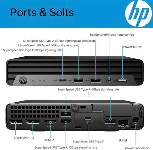 كمبيوتر مكتبي HP Pro Mini 400 G9 Business Mini PC، Intel Hexa-Core i5-12500T، ذاكرة الوصول العشوائي DDR4 سعة 4 جيجابايت، 64 جيجابايت PCIe SSD، WiFi 6، بلوتوث 5.2، Windows 11 Pro in Saudi Arabia