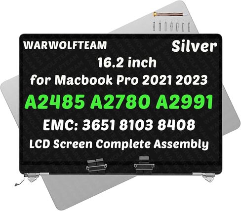 16.2 بوصة متوافق مع MacBook Pro Retina M1 M2 M3 2021 2023 A2485 EMC 3651 A2780 EMC 8103 A2991 EMC 8408 661-21968 661-32187 شاشة LCD بديلة كاملة (فضي) in Saudi Arabia