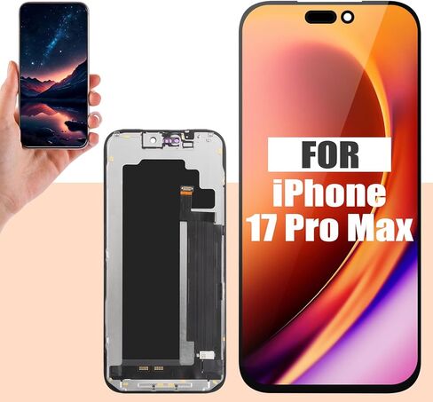 شاشة Incell لهاتف iPhone 17 Pro Max استبدال شاشة iPhone 17 Pro Max LCD A3526، A3257، A3527، A3525 أجزاء إصلاح مجموعة محول الأرقام بشاشة تعمل باللمس ثلاثية الأبعاد (أسود بدون إطار) in Saudi Arabia