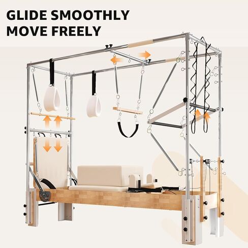 Professional Oak Wood Pilates Reformer Machine for Home Use & Studio, Pilates Equipment for Full Body Workout, Stability Training, Includes Jump Board, Sitting Box, and Accessories in Saudi Arabia