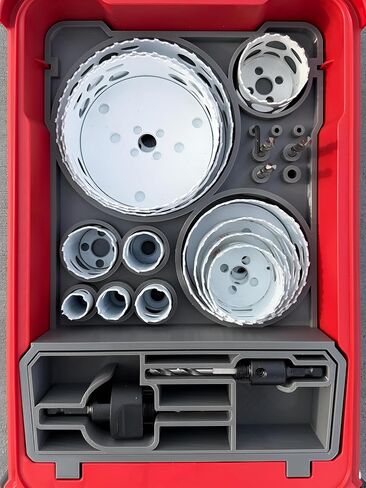 oolCraft3d Design 3d Printed Insert Designed for Milwaukee Packout Organizer and Hoze Dozer Hole Saw Bits (Gray, Fits 28pc set (49-22-4185)) in Saudi Arabia