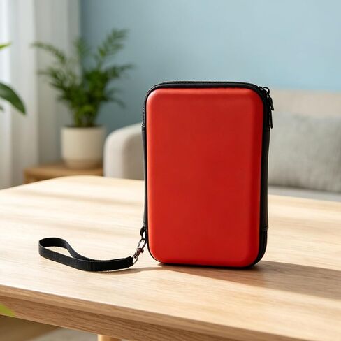 حقيبة تخزين لأجهزة 3DS، 3DS، 2DS XL، DSi، DS Lite، حافظة حمل واقية مقاومة للماء مع حزام معصم قابل للفصل (أحمر) in Kuwait