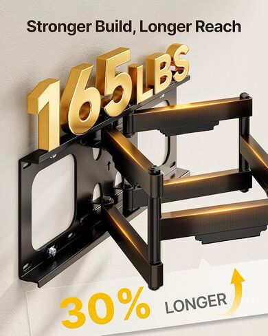 monTEK Full Motion TV Wall Mount for 50-100 Inch Large TVs up to 165 lbs, Long 25" Extension Articulating TV Mount Bracket for Off-Center Wood Studs 16" 18" 24", Max VESA 800x600 in Saudi Arabia
