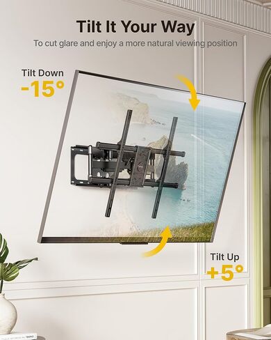 monTEK Full Motion TV Wall Mount for 50-100 Inch Large TVs up to 165 lbs, Long 25" Extension Articulating TV Mount Bracket for Off-Center Wood Studs 16" 18" 24", Max VESA 800x600 in Saudi Arabia
