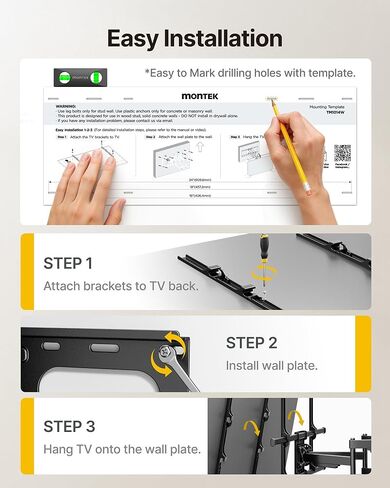 monTEK Full Motion TV Wall Mount for 50-100 Inch Large TVs up to 165 lbs, Long 25" Extension Articulating TV Mount Bracket for Off-Center Wood Studs 16" 18" 24", Max VESA 800x600 in Saudi Arabia