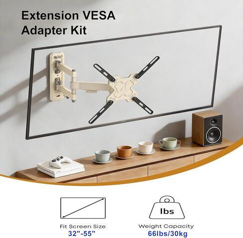 مجموعة محول تركيب VESA، موسع حامل التلفزيون العالمي يحول 200x200 إلى 400x400 و300x300 مم، لوح فولاذي عالي التحمل لشاشات 32-55 بوصة، سعة 66 رطلاً in Kuwait