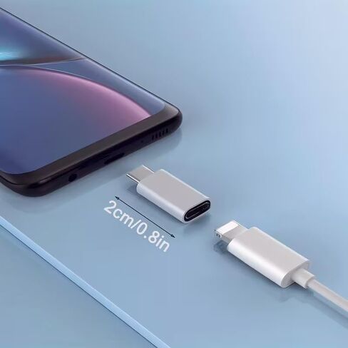 قطعتان من محول Lightning Female إلى USB C Male، مناسب فقط للشحن ونقل البيانات، أبيض in Saudi Arabia