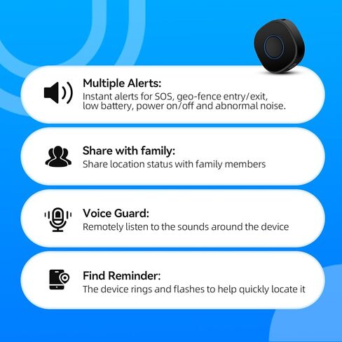 LNCOON Mini Personal GPS Tracker for Kids Elderly Dogs Backpack,Mini Portable Car GPS Tracking with Lanyard Back Clip,SOS Button Remote Search Real-Time Subscription Needed with APP for iOS Google in Saudi Arabia