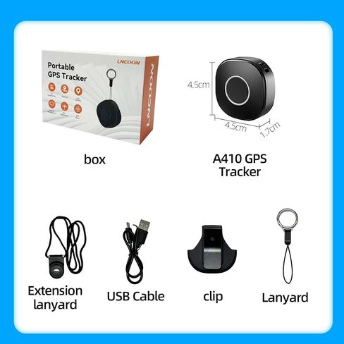 LNCOON Mini Personal GPS Tracker for Kids Elderly Dogs Backpack,Mini Portable Car GPS Tracking with Lanyard Back Clip,SOS Button Remote Search Real-Time Subscription Needed with APP for iOS Google in Saudi Arabia