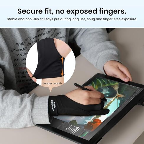 DIGIDRAW 2-Finger Artist Drawing Glove, Space Cotton Padding for Anti-Mistouch, Lightweight & Breathable Ice Silk, Extended Wrist Design, for Graphics Drawing Tablets in Saudi Arabia
