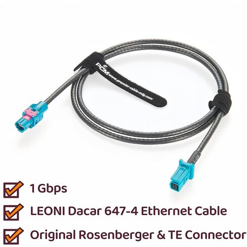 كابل إيثرنت أصلي من Rosenberger H-MTD أنثى إلى TE MATEnet أنثى للسيارات 1 جيجابت في الثانية E6K10A-1BZZ5-Z إلى 2302510-9 موصل محمي 100/1000BASE-T1 لكاميرا ADAS، ECU، شبكة IVI (1M/3.28FT) in Saudi Arabia
