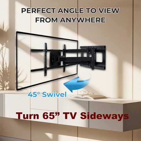Full Motion TV Wall Mount with 32 Inch Extra Long Extension Articulating Arm, Heavy Duty Dual Stud Bracket for 90 Inch TVs, Max 120 lbs, Sliding Lateral Shift for Perfect Centering, VESA 800x600mm in Saudi Arabia