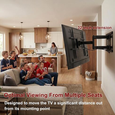 Full Motion TV Wall Mount with 32 Inch Extra Long Extension Articulating Arm, Heavy Duty Dual Stud Bracket for 90 Inch TVs, Max 120 lbs, Sliding Lateral Shift for Perfect Centering, VESA 800x600mm in Saudi Arabia