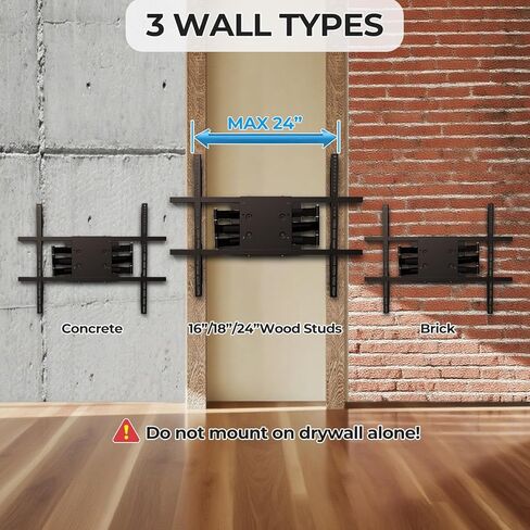 Full Motion TV Wall Mount with 32 Inch Extra Long Extension Articulating Arm, Heavy Duty Dual Stud Bracket for 90 Inch TVs, Max 120 lbs, Sliding Lateral Shift for Perfect Centering, VESA 800x600mm in Saudi Arabia