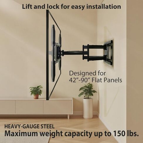 Full Motion TV Wall Mount with 32 Inch Extra Long Extension Articulating Arm, Heavy Duty Dual Stud Bracket for 90 Inch TVs, Max 120 lbs, Sliding Lateral Shift for Perfect Centering, VESA 800x600mm in Saudi Arabia