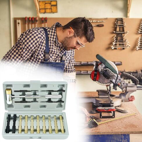 QWORK Hammer and Punch Set - Chrome Plated Steel Hammer with Nylon & Brass Heads, Assorted Brass, Steel, & Nylon Punches, Molded Plastic Storage Case in Saudi Arabia