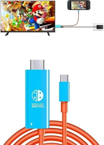 كابل RREAKA Switch 2 Dock HDMI، محول تلفزيون 2 في 1 مع 4K 60 هرتز HDMI، 100W PD، قاعدة تبديل محمولة للسفر لنينتندو سويتش 2/1/OLED-6.6 قدم in Kuwait