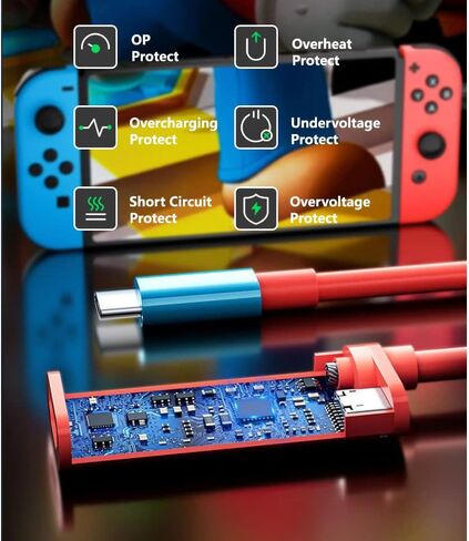كابل RREAKA Switch 2 Dock HDMI، محول تلفزيون 2 في 1 مع 4K 60 هرتز HDMI، 100W PD، قاعدة تبديل محمولة للسفر لنينتندو سويتش 2/1/OLED-6.6 قدم in Kuwait