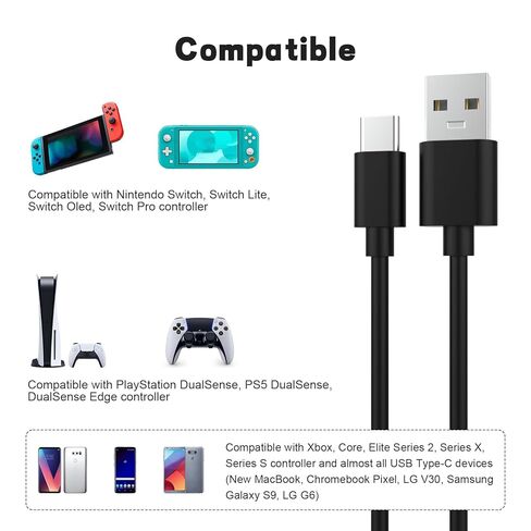 Zosvoses Type C Controller Cable Compatible with Nintendo Switch, Switch Lite, Switch OLED, Switch Pro, PS5 Dualsense, DualSense Edge, Elite Series 2 Controller, 10ft in Saudi Arabia
