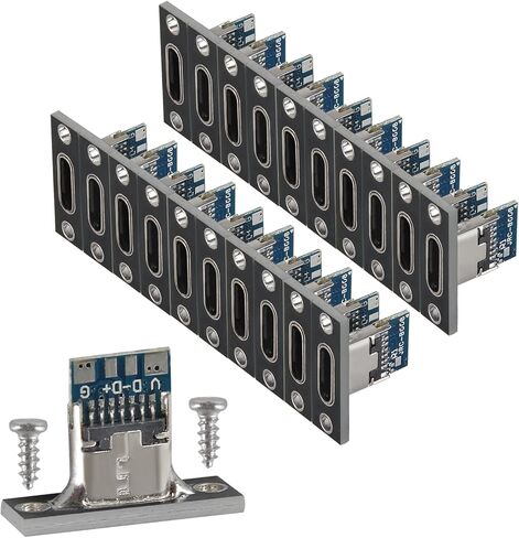 AITRIP 20PCS USB 3.1 Type C Sockets 4-pin Female Connector Jacks Charging Port Forward and Reverse with Screw Mounting Plate for DIY Data Line Interface in Saudi Arabia