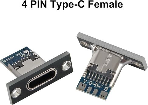 AITRIP 20PCS USB 3.1 Type C Sockets 4-pin Female Connector Jacks Charging Port Forward and Reverse with Screw Mounting Plate for DIY Data Line Interface in Saudi Arabia