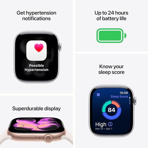 Apple Watch Series 11 [GPS 42mm] Smartwatch with Jet Black Aluminum Case with Sport Band - S/M. Sleep Score, Fitness Tracker, Health Monitoring, Always-On Display, Water Resistant (Renewed) in Saudi Arabia