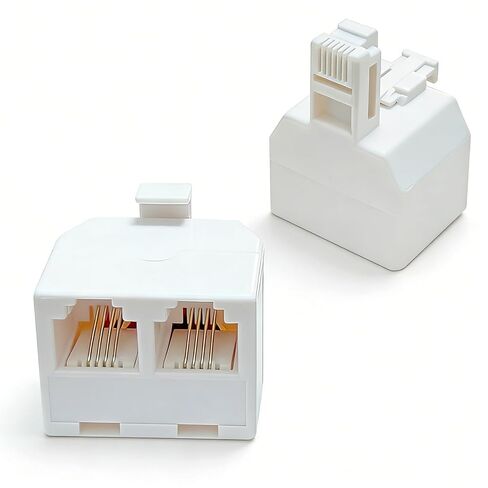 EZYUMM RJ11 محول مقبس جداري مزدوج، 2 حزمة، 1 إلى 2 خط هاتف مقسم لإعداد الخط المزدوج، يحول مقبس هاتف واحد للمكتب المنزلي، جهاز الفاكس، المودم، الهواتف اللاسلكية والأرضية، أبيض in Saudi Arabia