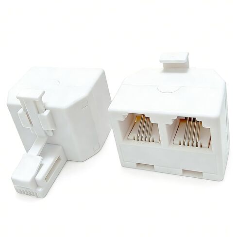 EZYUMM RJ11 محول مقبس جداري مزدوج، 2 حزمة، 1 إلى 2 خط هاتف مقسم لإعداد الخط المزدوج، يحول مقبس هاتف واحد للمكتب المنزلي، جهاز الفاكس، المودم، الهواتف اللاسلكية والأرضية، أبيض in Saudi Arabia