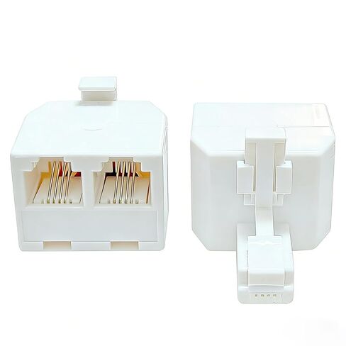 EZYUMM RJ11 محول مقبس جداري مزدوج، 2 حزمة، 1 إلى 2 خط هاتف مقسم لإعداد الخط المزدوج، يحول مقبس هاتف واحد للمكتب المنزلي، جهاز الفاكس، المودم، الهواتف اللاسلكية والأرضية، أبيض in Saudi Arabia