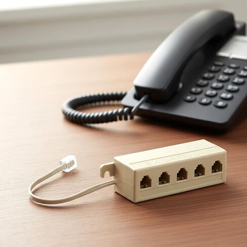 Phone Jack Splitter Five Way Phone Splitter for Landline RJ11 6P4C Telephone Splitters Male to 5 Female Outlet Ports Sockets for Telephone, Landline, Fax Ivory in Saudi Arabia