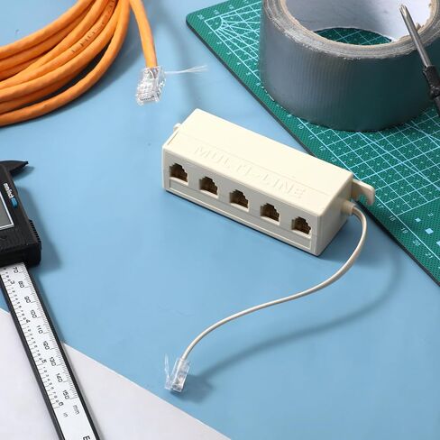 Phone Jack Splitter Five Way Phone Splitter for Landline RJ11 6P4C Telephone Splitters Male to 5 Female Outlet Ports Sockets for Telephone, Landline, Fax Ivory in Saudi Arabia