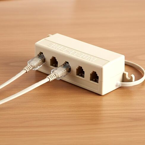 Phone Jack Splitter Five Way Phone Splitter for Landline RJ11 6P4C Telephone Splitters Male to 5 Female Outlet Ports Sockets for Telephone, Landline, Fax Ivory in Saudi Arabia