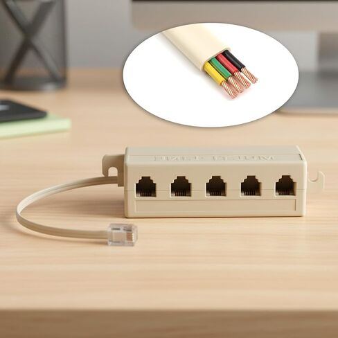 Phone Jack Splitter Five Way Phone Splitter for Landline RJ11 6P4C Telephone Splitters Male to 5 Female Outlet Ports Sockets for Telephone, Landline, Fax Ivory in Saudi Arabia