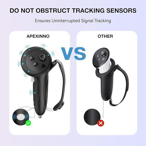 APEXINNO Extended Handle Controller Grips Cover for Quest 3S/Meta Quest 3 VR Accessories, Controller Protector Cover Skin with Adjustable Hand Straps, Battery Opening Design for Oculus Quest 3/3S in Saudi Arabia