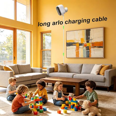 كابل شحن بطول 25 قدم متوافق مع Arlo Essential 2K، Alro Essential 2nd Gen/(الجيل الثالث)، Arlo Pro 6، Arlo Pro/Pro2، كابل شحن مسطح، كابل تمديد USB C مسطح طويل مع سلك USB صغير - 2 حزمة in Kuwait