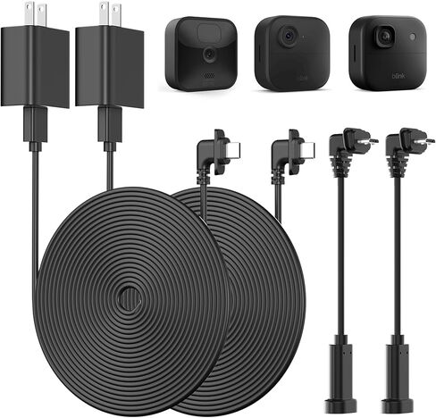 طقم كابل طاقة بطول 16.4 قدم /5 متر (مع محول)، من أجل Blink XT/XT2، خارجي 3/4/2K+، عبوتان، مادة TPE، مقاوم للطقس، يتضمن كابل محول USB-C إلى Micro USB، لا مزيد من تغييرات البطارية in Saudi Arabia