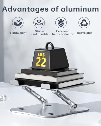 حامل كمبيوتر محمول من الألومنيوم H&C(hcck&Cllassp) للمكتب، حامل كمبيوتر محمول قابل للطي والمحمول، حامل كمبيوتر محمول قابل للتعديل، دعامة تبريد جيدة التهوية، حامل كمبيوتر مريح لأجهزة الكمبيوتر المحمولة مقاس 11-17 بوصة، فضي in Kuwait